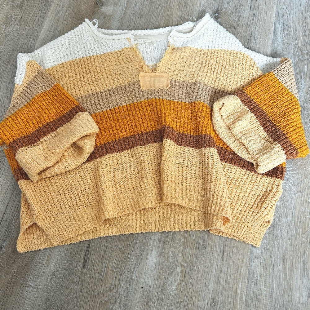 ILLA ILLA Cozy Striped Knit Sweater - Cream, Brown, and Orange